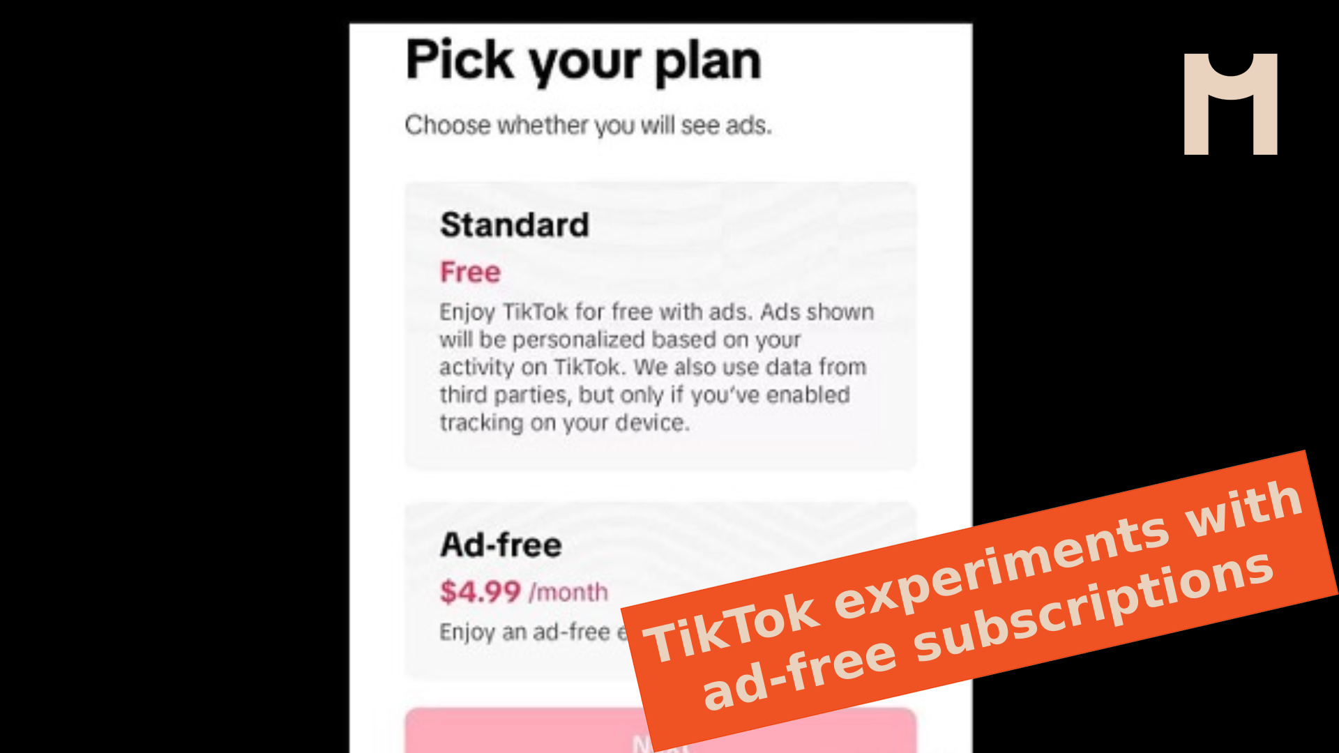 TikTok experiments with ad-free subscriptions